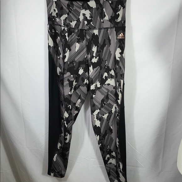 adidas Pants - Adidas Black and Gray Patterned track pants.